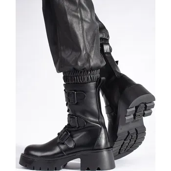 Dámská sportovní obuv Vysoké černé kotníkové dámské boty s přezkami GD-FL2206B Velikost: 38