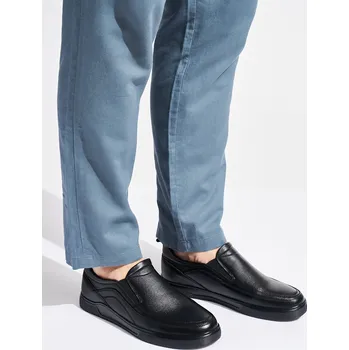 Pánské polobotky Černé pánské mokasíny z ekologické kůže S53002B-M Velikost: 41