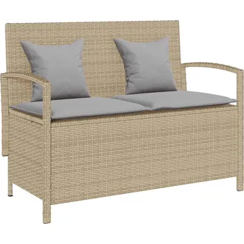Zahradní lavice OMAXI VidaXL zahradní úložná lavice s béžová polyratanovým polštářem 666604