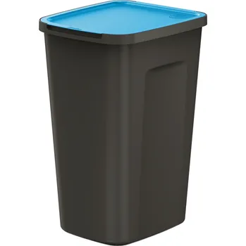 Odpadkový koš Odpadkový koš černý 50 l na třídění odpadu, modré víko, modulární