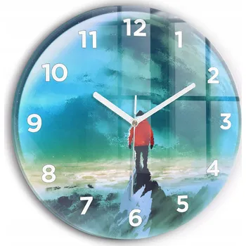 Hodiny Nástěnné Čtvercové Skleněné Hodiny S Potiskem Muž na Měsíci průměr 30 cm