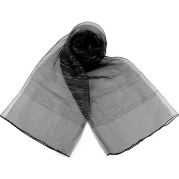 Šátek Společenský šátek / šála s obsahem hedvábí a lurexem dvouvrstvý 70x190 cm Varianta: 2 černá stříbrná, Balení: 1 ks