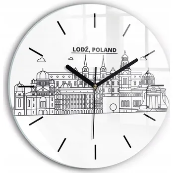 Hodiny Moderní skleněné nástěnné hodiny Loď architektura panorama kulatý průměr 30 cm