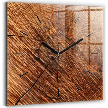 Hodiny Skleněné Hodiny s potiskem Tichý Mechanismus Loft Nástěnné Dekorativní dřevo