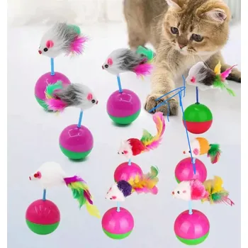 Hračka pro kočku Aktivní hračka pro kočky myška na míčku (Hračky pro kočky)
