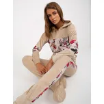 Béžová velurová souprava s květinovými vsadkami RV-KMPL-8234.35X-beige Velikost: S