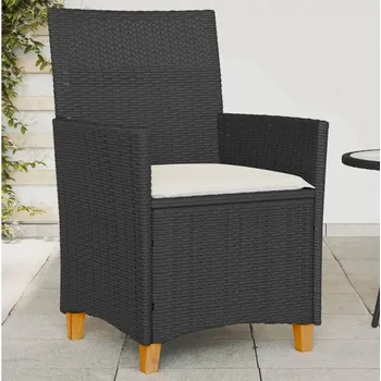 OMAXI Zahradní židle s poduškami 2 ks černé polyratan a masivní dřevo 459731