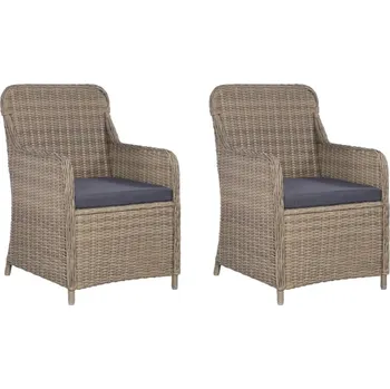 OMAXI Zahradní židle 2 ks s poduškami polyratan hnědé 607656