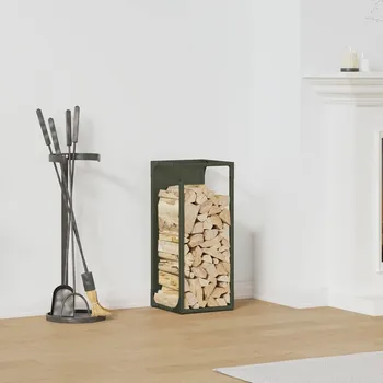 OMAXI Stojan palivové dříví Olivově zelená Ocel válcovaná za studena 787996