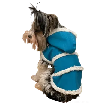 Obleček pro psa Zimní softshelová vesta pro psa s kožíškem petrolejová (Oblečky pro psy Monťásek)