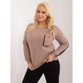 Dámské tričko Tmavě béžové tričko s pruhem a kapsičkou RV-BZ-9329.57-dark beige Velikost: ONE SIZE