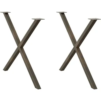 Stolová podnož OMAXI Nohy k jídelnímu stolu ve tvaru X, 2 ks, přírodní ocel, 90 x (72-73) cm, ocel 315878