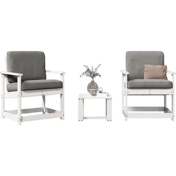 OMAXI 3dílná zahradní sedací souprava bílá masivní borovice 457485