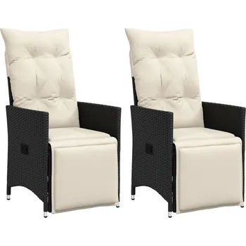 OMAXI Polohovací zahradní křesla 2 ks s poduškami černá polyratan 313248