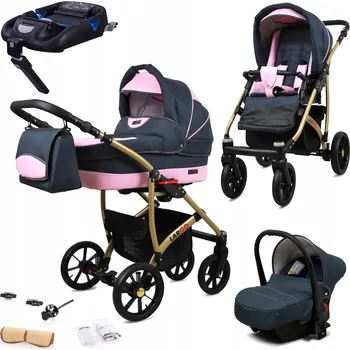 Kočárek Kočárek 4v1 BabyLux LARGO: sportovní kočárek, hluboká korba, autosedačka, základna ISOFIX