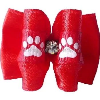 Kosmetika pro psa Mašlička pro psa červená tlapky 7 (Mašličky, gumičky pro psy)