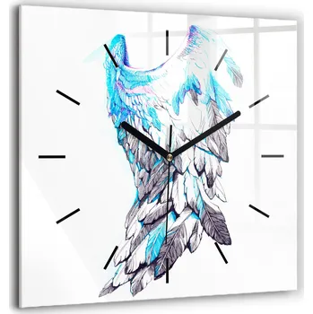 Hodiny Skleněné nástěnné hodiny do kanceláře se vzorem imitace ptačích křídel 60x60 cm