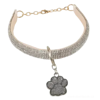 Obojek pro psa Štrasový náhrdelník pro psa, kočku stříbrný (Módní doplňky pro psy)