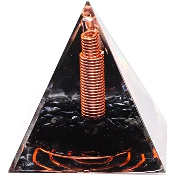 Drahý kámen Magieprirody.cz Orgonit pyramida 5x5 cm Obsidián kameny + 2 x spirála #OR115