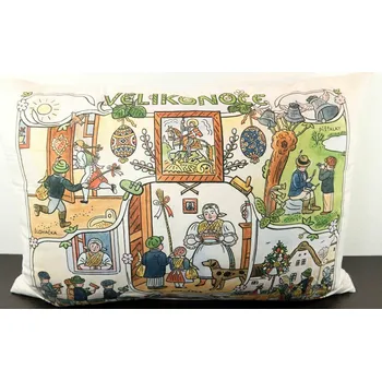Povlak na polštářek CZECH Povlak na polštářek 40 x 40 cm Josef Lada - Velikonoce