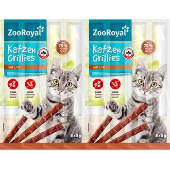 Pamlsek pro kočku ZooRoyal grilované tyčinky pro kočky s kachním masem 40 x 5 g