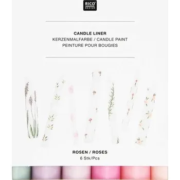 kreativní sada Rico design sada voskových per pro malování na svíčky 6 ks květinové pastelové barvy
