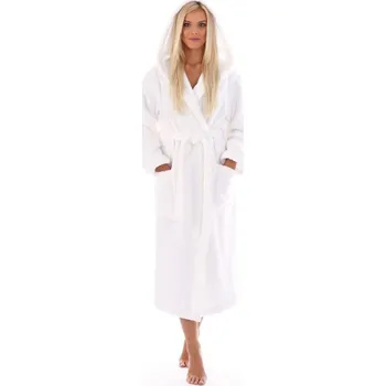 Dámský župan Dámský dlouhý župan s kapucí ATHENA bílá - M