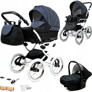 Kočárek Kočárek 3v1 BabyLux MARGARET WHITE - sportovní kočárek, hluboká korba, autosedačka