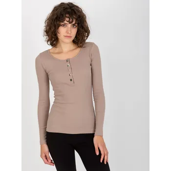 Dámské tričko Béžové dámské tričko s dlouhými rukávy RV-BZ-5097.73-dark beige Velikost: S/M