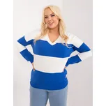 Modro-bílá pruhovaná mikina s výstřihem RV-BZ-9099.89-white-blue Velikost: ONE SIZE