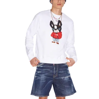 Pánská mikina Bílá mikina Dsquared2 Icon red ciro round neck, Velikost: M