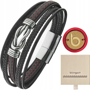 Náramek Kožený náramek Blingart UB0029 21 cm černý