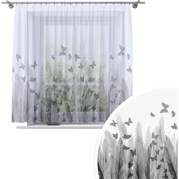 Záclona HOTOVÁ ZÁCLONA VOÁL 200X150 BAREVNÁ VZOROVANÁ NA ŽABKY S PÁSKOU ZÁCLONY 199