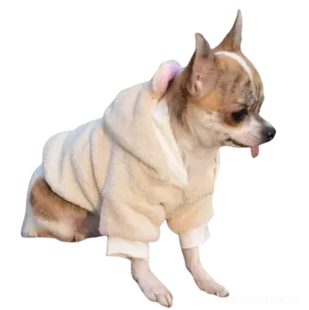 Obleček pro psa Oblečky pro psy, mikina s oušky pro mini psy (Béžová mikina pro psa )