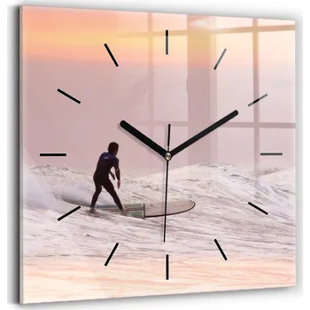 Hodiny Skleněné nástěnné hodiny s tichým chodem - Surfer na Havaji
