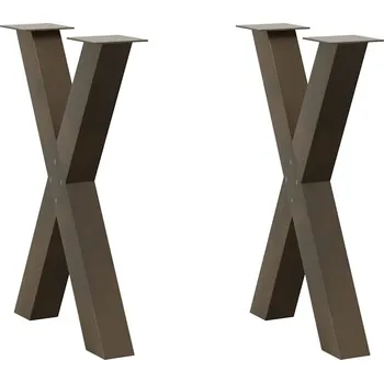 Jídelní stůl OMAXI Nohy k jídelnímu stolu ve tvaru X, 2 ks, přírodní ocel, 60 x (72-73) cm, ocel 316356
