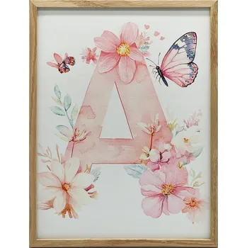 Obraz PLAKÁT NA ZEĎ V DŘEVĚNÉM RÁMU A JAKO KVĚTINY A MOTÝLI 30x40 CM