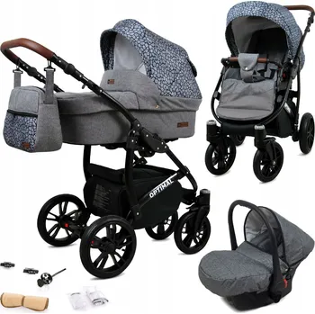 Kočárek Dětský kočárek 3v1 BabyLux Optimal: sportovní kočárek, hluboká korba a autosedačka