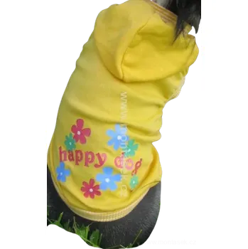 Obleček pro psa Tričko pro štěně žluté Happy dog 16-22cm (Oblečky pro psy Grande Finale)