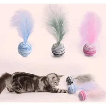 Hračka pro kočku Aktivní hračka pro kočky míček s peříčkem (Hračky pro kočky)