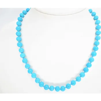 Drahý kámen Mani Bhadra Mani Bhadra Náhrdelník s drahými kameny Modrý tyrkys (korálky Ø 8 mm)