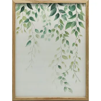 Obraz PLAKÁT NA ZEĎ V RÁMU ZELENÉ LISTY MINIMALISMUS 30x40 CM TMAVĚ HNĚDÝ