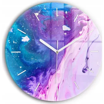 Hodiny Moderní skleněné foto hodiny na zeď s tichým mechanismem Barevné pozadí průměr 30 cm