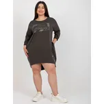 Tmavá khaki asymetrická tunika s nápisem RV-TU-7505.15-dakr khaki Velikost: ONE SIZE