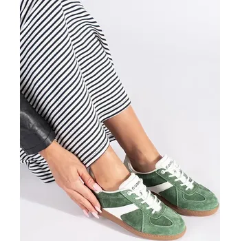 Dámské tenisky Tmavě zelené kožené dámské sneakersy GD-XF-148GR/W Velikost: 36