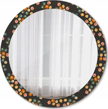 Zrcadlo Krásné nástěnné Zrcadlo kulaté - Květinové tečky, 90 cm
