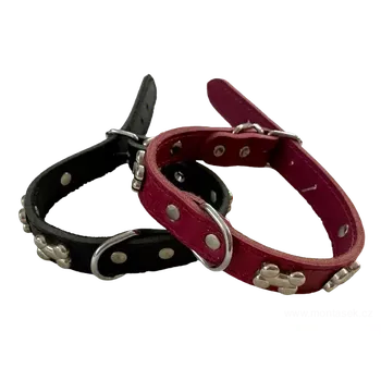 Obojek pro psa Kožený obojek zdobený - kostičky 20mm černé (Obojky pro psy)