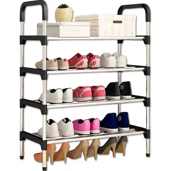 Botník na nožičkách, s policemi MEMFLOW 58 x 80 x 28 cm černá, kovová