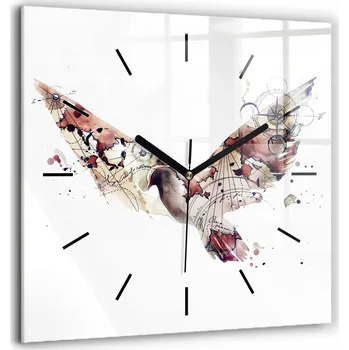 Hodiny Minimalistické Skleněné Nástěnné Hodiny s Grafikou Abstraktní Pohled 60x60 cm