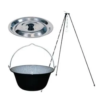 Outdoor vaření smaltovaný kotlík 16l,poklice nerez a&nbsp;trojnožka 1,2m